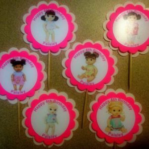 Baby Alive Party Custom cupcake toppers set of 12 Personalized