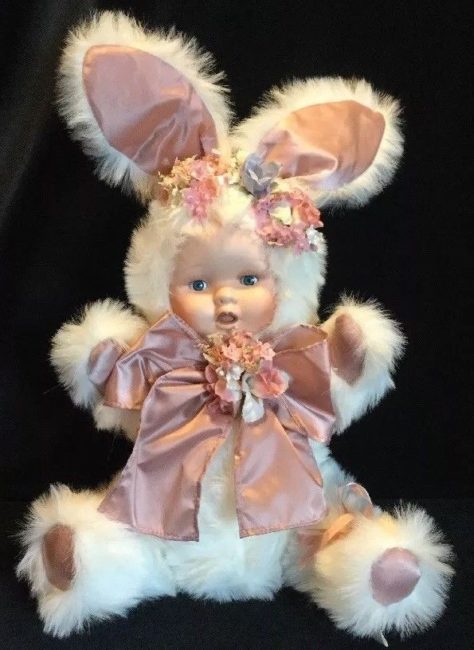 Anne Geddes Porcelain Easter Spring Bunny Baby Plush Doll