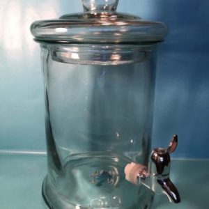 Glass Apothecary Jar Water Infuser with Dispenser and Glass Knob Lid