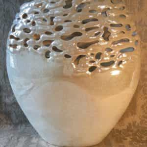 School of Fish Cut Out Ivory Pearl Vase from Pomeroy Ondine