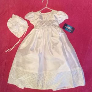 Fancy Kids #135 White Christening Dress with Bonnet Size Small 3-6 Mos