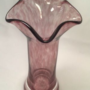 Handblown Vase Purple Ruffled Scalloped Rain Glass P4191