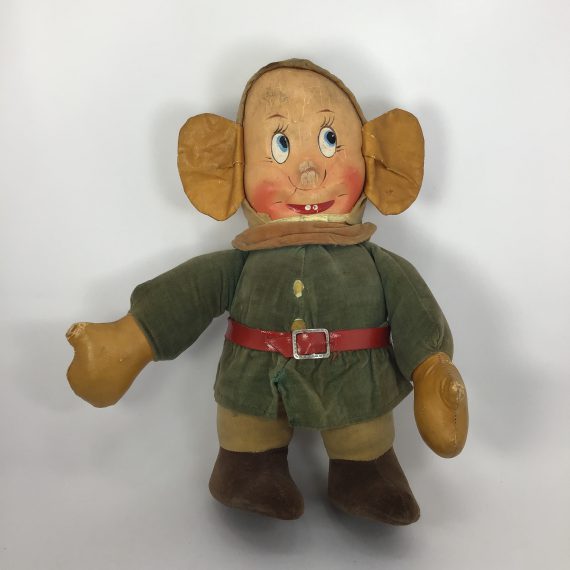 Vintage Walt Disney 1938 Ideal Toy Oil Cloth Dopey Doll Snow White Seven Dwarfs