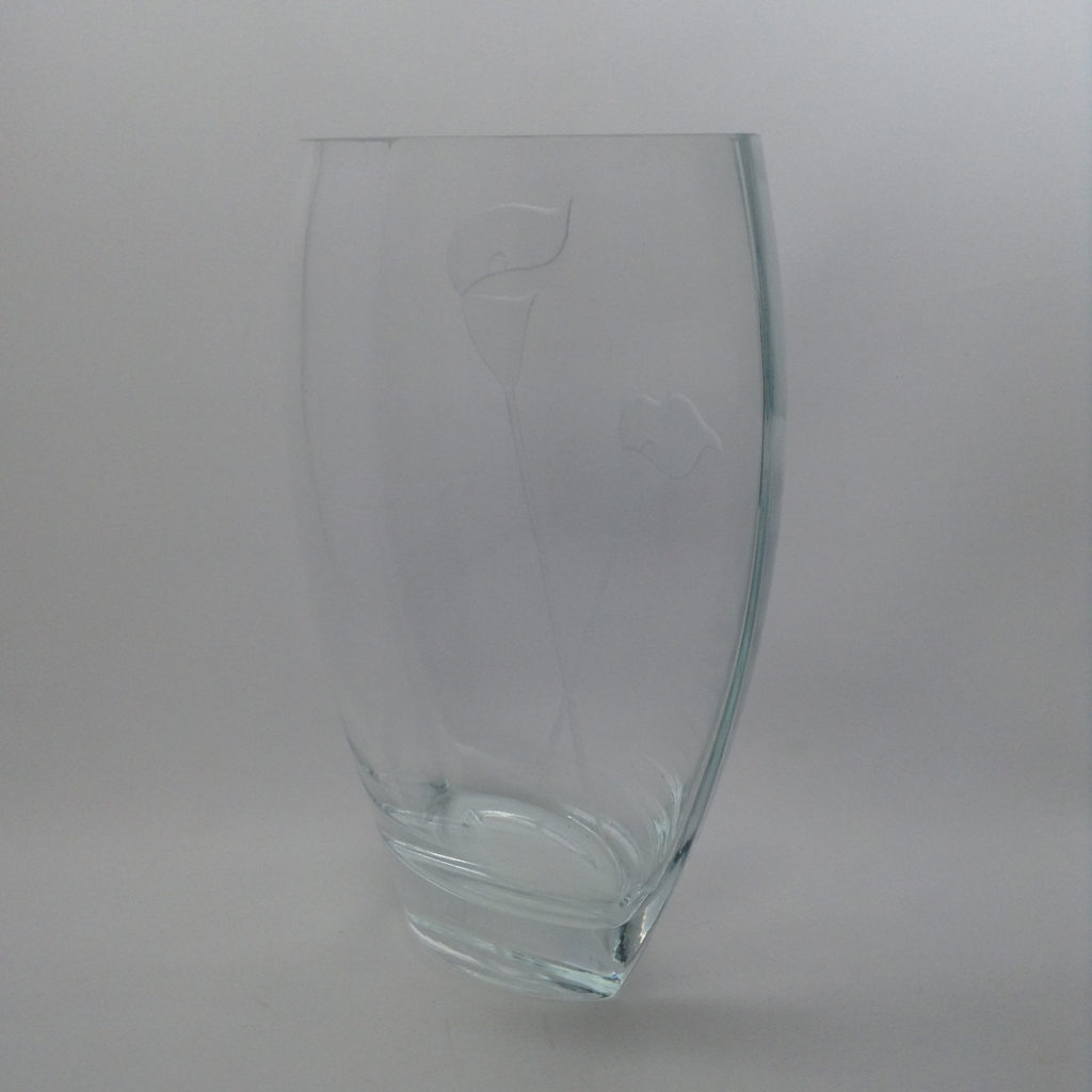 Calla Lily Mikasa Etched Clear Crystal Ellipse Vase