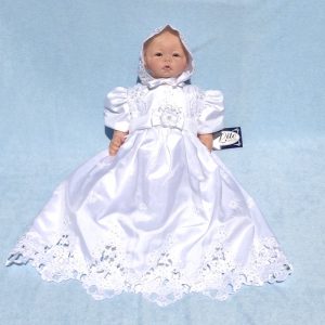 Lito Special Occasion 2180 White Baptism Christening Dress & Bonnet Small 3-6 Mos