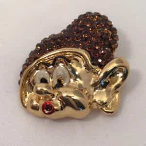 Brown Jeweled Dopey Pin Walt Disney Snow White & the Seven Dwarfs