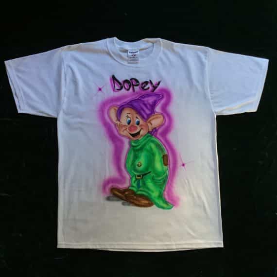 Disney Dopey Jerzees Tee Shirt Custom Air Paint Sprayed Men's Large