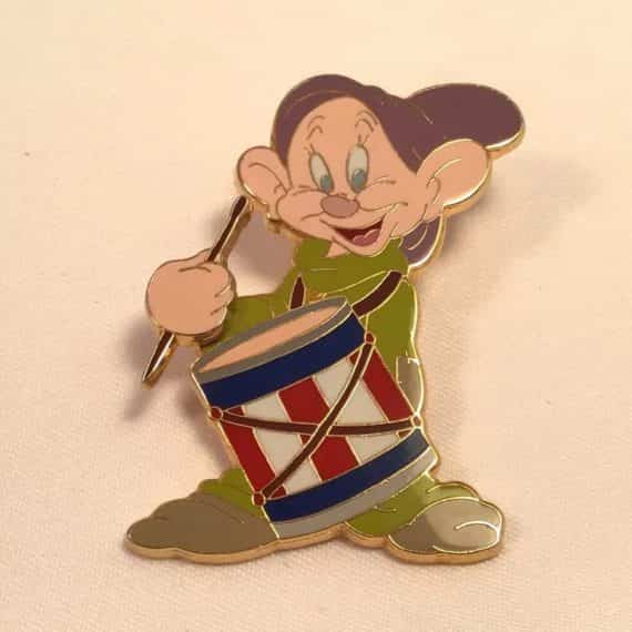 Limited Edition Enameled Dopey Drum Drummer Pin Walt Disney Snow White and the Seven Dwarfs