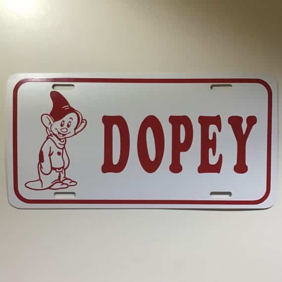 Walt Disney Dopey Vanity Plate 1980's