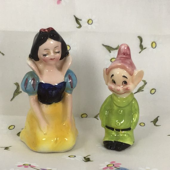Snow White and Dopey Salt & Pepper Shakers Walt Disney Vintage 1960s Shaker Set