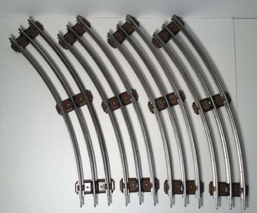 4-Pack Lionel O 027 Brown Tie 13” Radius (10”) Curved Tubular Metal Track w/Pins