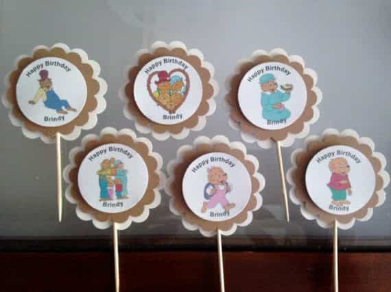 Berenstains Bears Party Custom cupcake toppers set of 12 Personalized