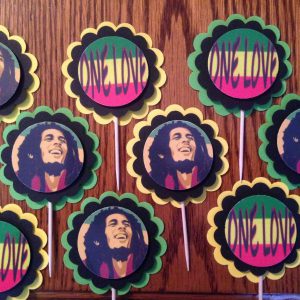 Bob Marley Party Custom cupcake toppers set of 12 Personalized