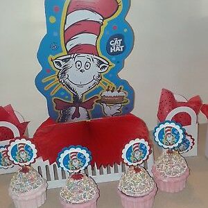 Cat in the Hat Cupcake Toppers Personalized triple layered 3-D Custom