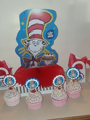 Cat in the Hat Cupcake Toppers Personalized triple layered 3-D Custom