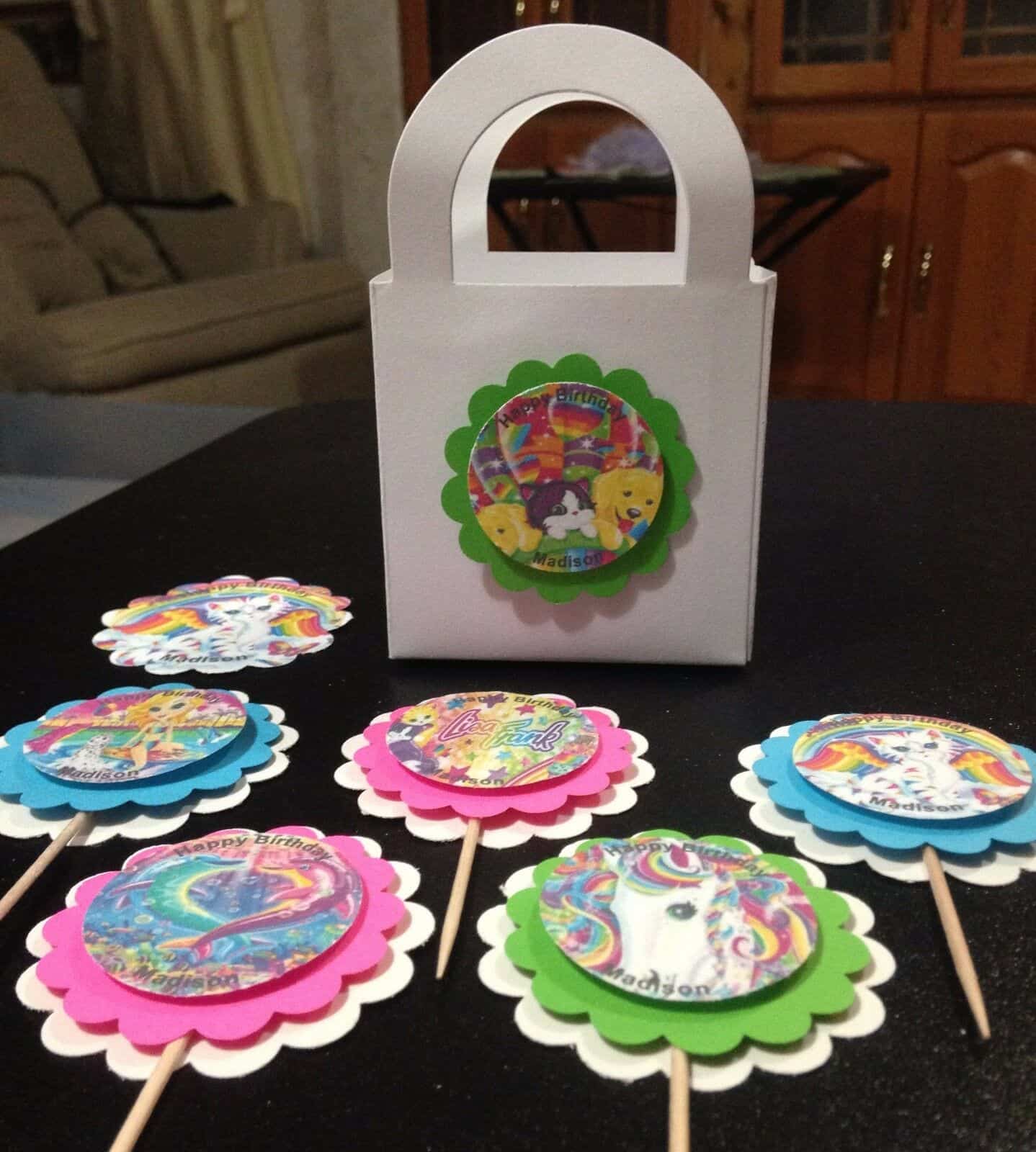 Lisa Frank Birthday Party Supplies Cupcake Toppers Treat Bags