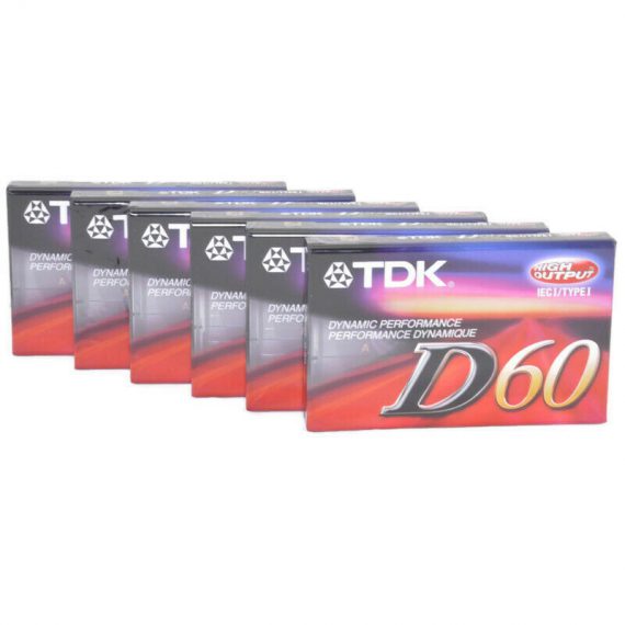 TDK D60 Cassette Tape BLANK High Output Type Normal Position IECI Lot of 6 New