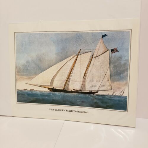 1978 Currier & Ives - The Clipper Yacht America - Vintage Book Print