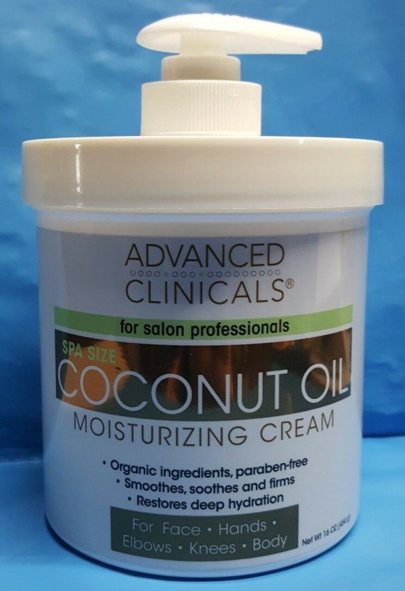 Advanced Clinicals Coconut Oil Cream. Spa size 16oz Moisturizing