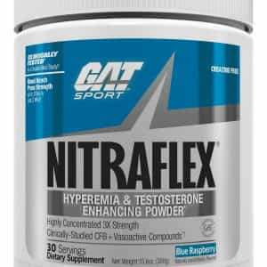 GAT Sport Nitraflex Pre-Workout 30 Serv Blue Raspberry Hyperemia & Test support