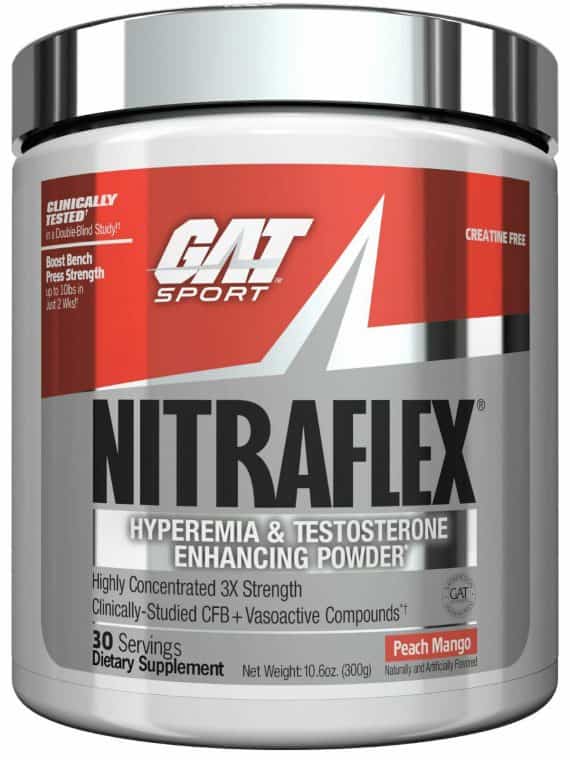 GAT Sport Nitraflex Pre-Workout 30 Serv Peach Mango Hyperemia & Test Support