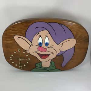 Wood Disney Dopey Clock Handmade Hand Painted Seven Dwarfs