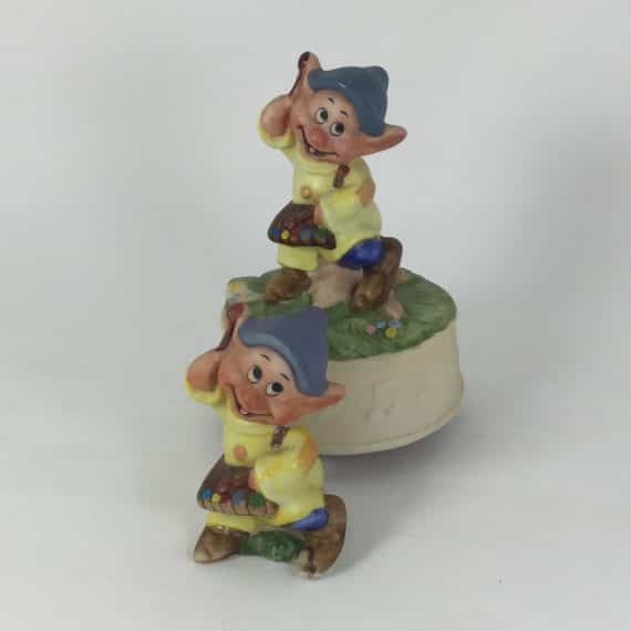 Schmid Walt Disney Dopey Xylophone Figurine and Music Box Snow White 50th Anniversary