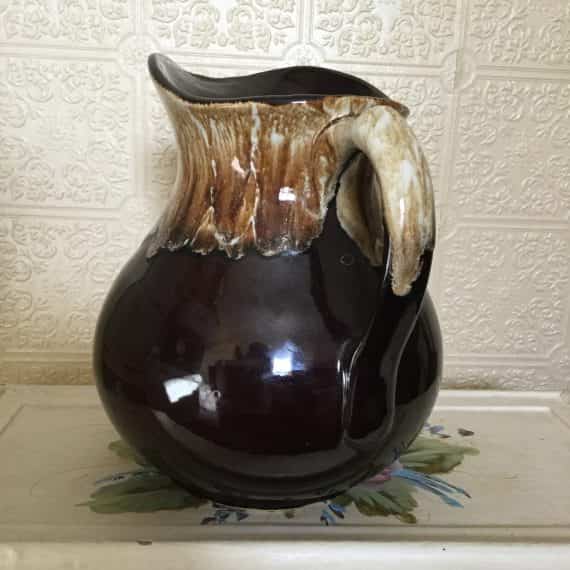 vintage-original-pottery-class-brown-drip-glaze-water-pitcher