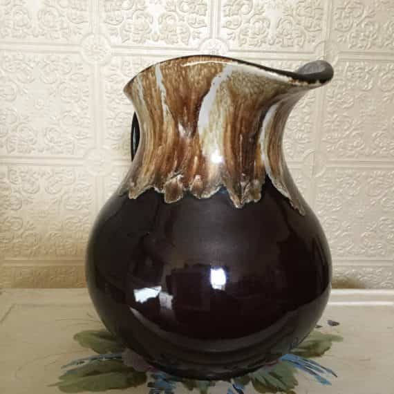 vintage-original-pottery-class-brown-drip-glaze-water-pitcher