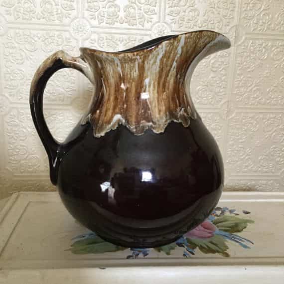 vintage-original-pottery-class-brown-drip-glaze-water-pitcher