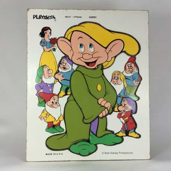 Vintage Playskool Dopey Snow White Puzzle Walt Disney Productions