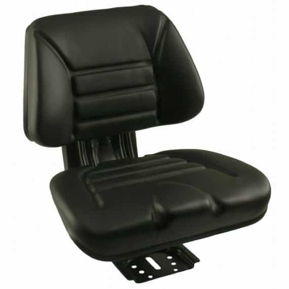 Long Tractor Low Back Seat, Black Vinyl w/ Mechanical Suspension Seat