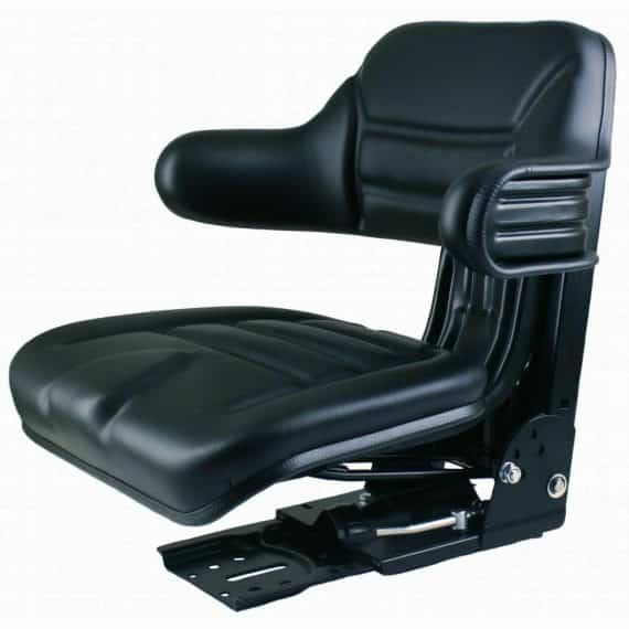 Long Tractor Seat Wrap-Around Style Black Vinyl w Mechanical Suspension S830685