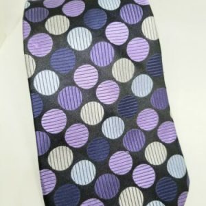 Lord&Taylor Metropolitan Black/Purple  Poka Dots Silk Necktie #WPL9118