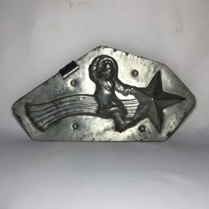 Vintage Santa Riding a Shooting Star Metal Chocolate Mold
