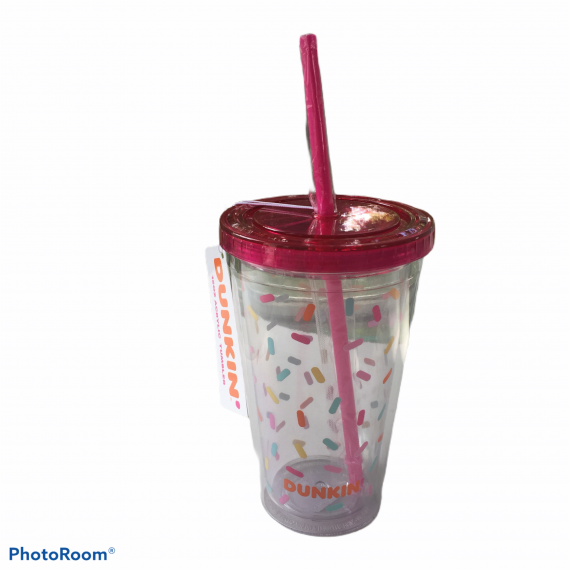 Dunkin Cup Colored Speckles Pink Lid