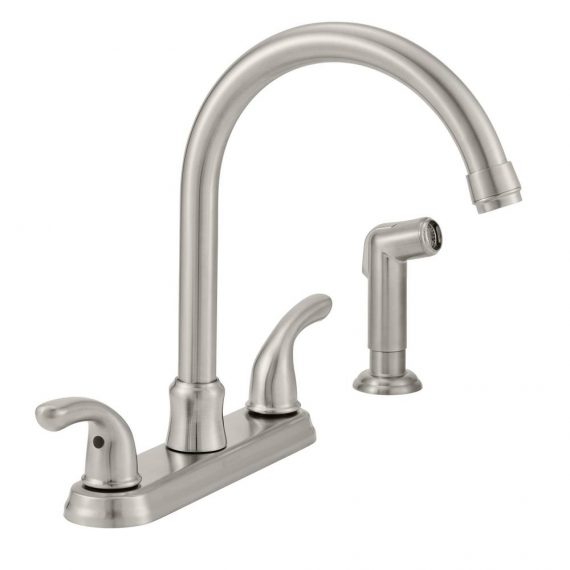 Glacier Bay Builders 209 442 2-Handle Standard Kitchen Faucet with Sprayer in Stainless Steel