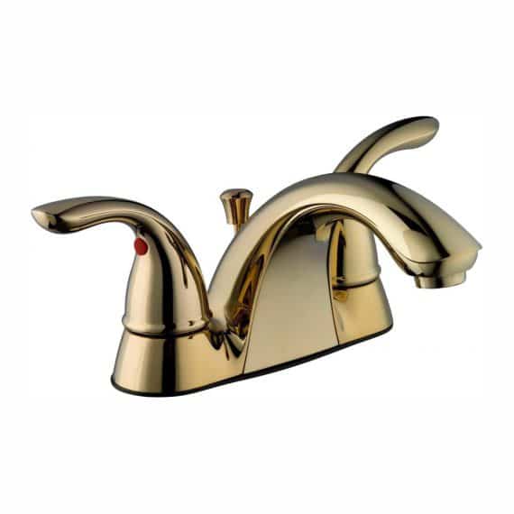 Glacier Bay Builders 523 918 4 in. Centerset 2-Handle Low-Arc Bathroom Faucet in Polished Brass