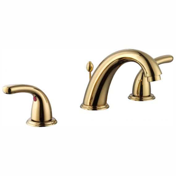 Glacier Bay Builders 476 122 8 in. Widespread 2-Handle High-Arc Bathroom Faucet in Polished Brass