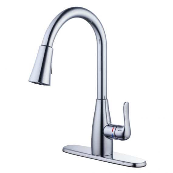 Glacier Bay McKenna 1005 604 253 Single-Handle Pull-Down Sprayer Kitchen Faucet in Chrome with TurboSpray and FastMount
