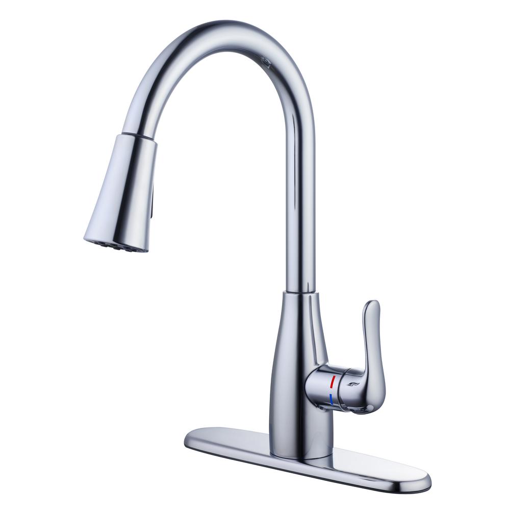 glacier bay mckenna 1005 604 253 single handle pull down sprayer kitchen faucet in chrome with turbospray and fastmount