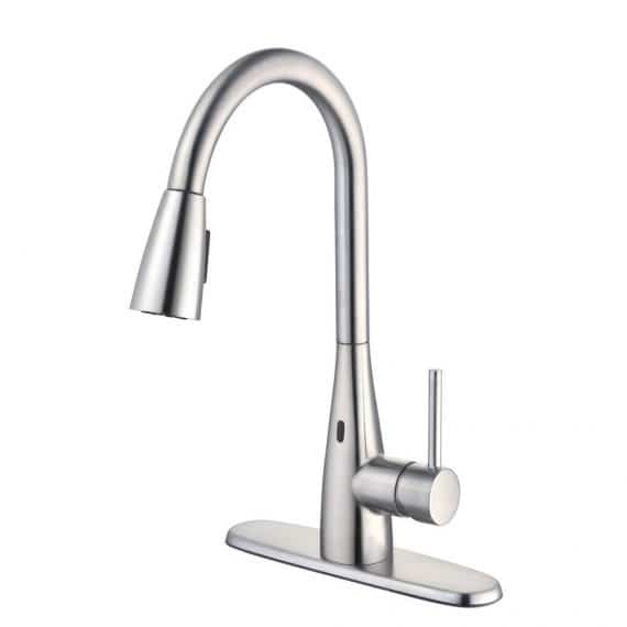 Glacier Bay Vazon 1005 496 637 Touchless Single-Handle Pull-Down Sprayer Kitchen Faucet with TurboSpray and FastMount in Stainless Steel