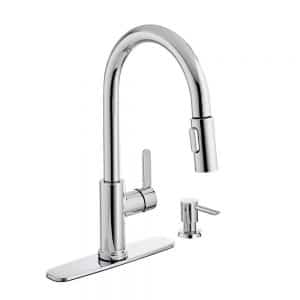 Glacier Bay Paulina 1004 553 869 Single-Handle Pull-Down Sprayer Kitchen Faucet with TurboSpray and FastMount Including Soap Dispenser in Chrome