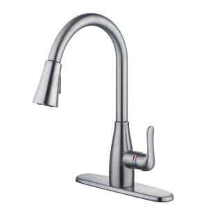 Glacier Bay McKenna 1005 604 255 Single-Handle Pull-Down Sprayer Kitchen Faucet in Stainless Steel with TurboSpray and FastMount