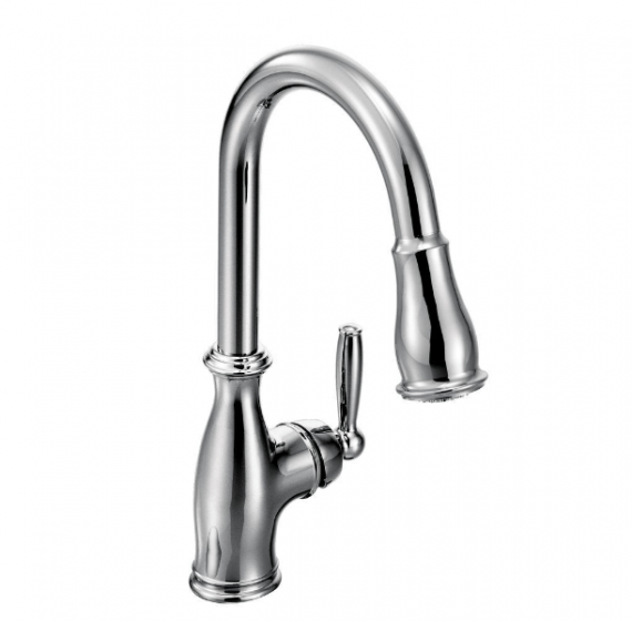 Moen 7185C Brantford Single-Handle Pull-Down Sprayer Kitchen Faucet in Chrome with Reflex and Power Boost