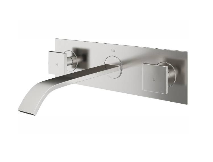 VIGO Titus VG05002BN 2-Handle Wall-Mount Vessel Bathroom Faucet in Brushed Nickel