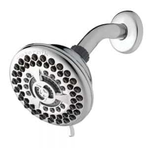 Waterpik YAT-933E 9-Spray 4.5 in. Single Wall Mount Low Flow Fixed Shower Head in Chrome