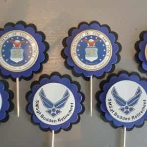 Air Force Personalized Cupcake Toppers Birthday Party handmade Military