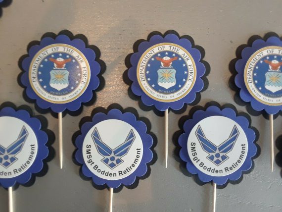 Air Force Personalized Cupcake Toppers Birthday Party handmade Military