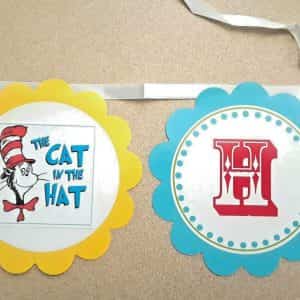 Cat in the Hat Happy Birthday Banner 5 inches high x 8 feet long